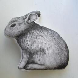 Hand-Painted Bunny Pillow Woodland Farmhouse Decor - thumbnail 4
