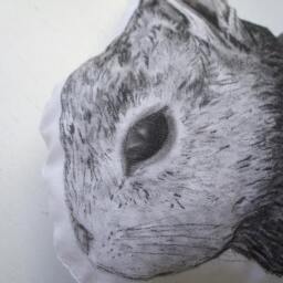 Hand-Painted Bunny Pillow Woodland Farmhouse Decor - thumbnail 3