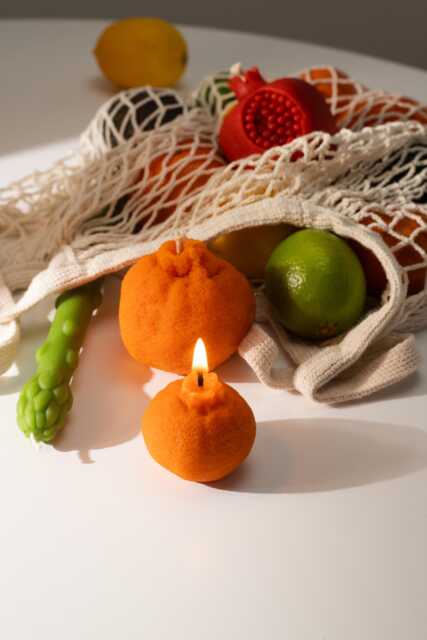 Mandarine Candle, Beeswax Orange Citrus Candles, Fruit Home Decor, Food Gift For Friend, Table Candles - image 1