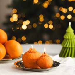 Mandarine Candle, Beeswax Orange Citrus Candles, Fruit Home Decor, Food Gift For Friend, Table Candles - thumbnail 2