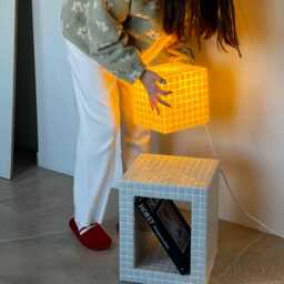 Tiled Table Lamp. Desk Handmade. Epoxy Lamp For Home. Floor - thumbnail 2