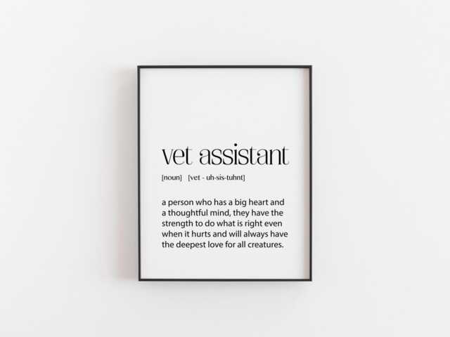 Vet Assistant Definition Print - Veterinary Appreciation Wall Art, Gift For Techs & Animal Lovers, Premium Dictionary Style Typography - image 1