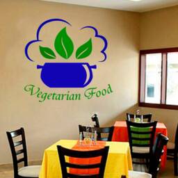 Vegan Restaurant Wall Decal Leaf & Pot Design 1846 - thumbnail 2