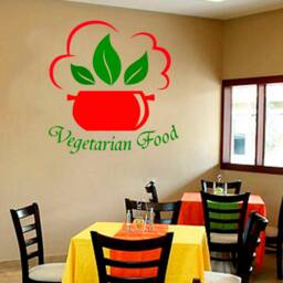Vegan Restaurant Wall Decal Leaf & Pot Design 1846 - thumbnail 3