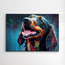Sausage Dog Abstract Pet Modern Painting Wall Art, Framed Canvas Poster Print, Home Kitchen Office Room Decor, Gifts - thumbnail 3