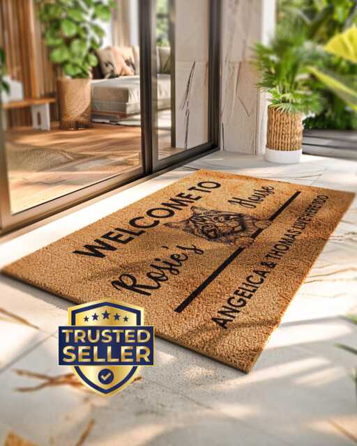 Custom Cat Porch Mat - Name & Breed Silhouette