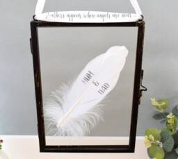 In Memory Of Mum & Dad Frame. Framed Real White Feather. Angels Appear Glass Floating Wall Decor. Memorial Sympathy Gift Loss Parents - thumbnail 1