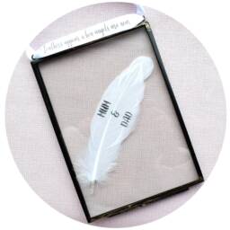 In Memory Of Mum & Dad Frame. Framed Real White Feather. Angels Appear Glass Floating Wall Decor. Memorial Sympathy Gift Loss Parents - thumbnail 4