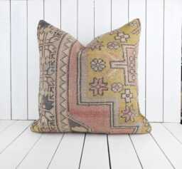Turkish Kilim Pillow, 24x24 Inch, 60x60 cm Kilim Pillow Cover, Home Decor, Decorative Throw Turkish - thumbnail 1