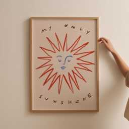 My Only Sunshine Print, Sun Toddler Room Illustration Wall Art, Celestial Nursery Eclectic Nursery, Hand Drawn, Unframed - thumbnail 2