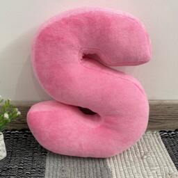 Pink Velour Letter Pillow Personalized Monogram Cushion - thumbnail 3