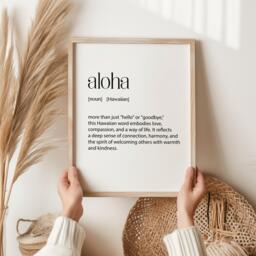 Aloha Definition Print - Hawaiian Wall Art, Love & Connection Decor, Unframed Gift For Housewarming, Birthday, Or Farewell Word Art - thumbnail 1