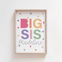 Personalised Sister Rainbow Print Set Of 3, Girls Bedroom Decor, Playroom, Nursery Wall Art, Siblings, Big Sis Lil - thumbnail 2