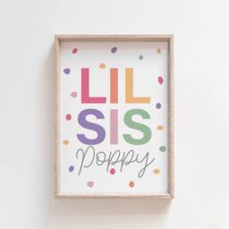 Personalised Sister Rainbow Print Set Of 3, Girls Bedroom Decor, Playroom, Nursery Wall Art, Siblings, Big Sis Lil - thumbnail 3