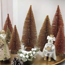 Sparkly Copper Gold Mini Christmas Tree Holiday Display - thumbnail 4
