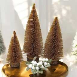 Sparkly Copper Gold Mini Christmas Tree Holiday Display - thumbnail 3