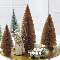 Sparkly Copper Gold Mini Christmas Tree Holiday Display - thumbnail 2