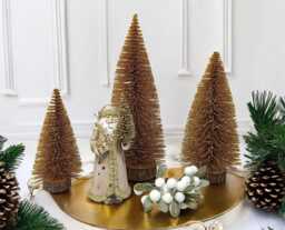 Sparkly Copper Gold Mini Christmas Tree Holiday Display