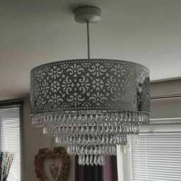 5 Tier Moroccan Chrome Chandelier With Clear Acrylic Beads - Art Deco Pendant Light - thumbnail 3