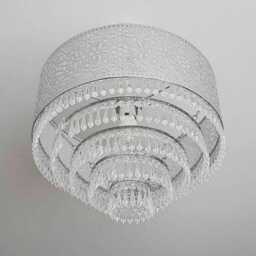 5 Tier Moroccan Chrome Chandelier With Clear Acrylic Beads - Art Deco Pendant Light - thumbnail 4