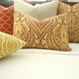 Golden Yellow Geometric Pillow Cover - P Kaufmann Designer Fabric - thumbnail 2