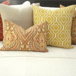 Golden Yellow Geometric Pillow Cover - P Kaufmann Designer Fabric - thumbnail 4