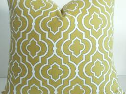 Golden Yellow Geometric Pillow Cover - P Kaufmann Designer Fabric - thumbnail 1
