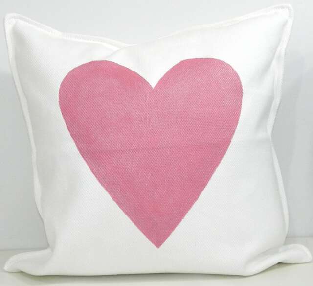 New 20x20 Inch Designer Handmade Pillow Case With Hand Painted Pink Sparkle Heart
