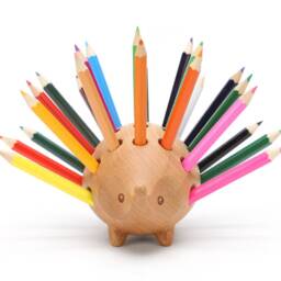Wood Pencil Case, 24 Hole Pencil Storage Box , Hedgehog Pen Box, Teacher Desktop Storage, Gifts - thumbnail 2