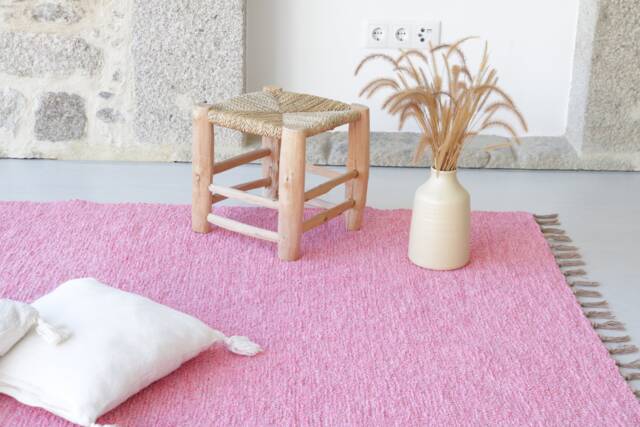 Large Handwoven Pink Rug 140x200 cm Living Room Rug, Area Nursery Bohemian Decor, Carpet Tapis Rose, Teppich - image 1