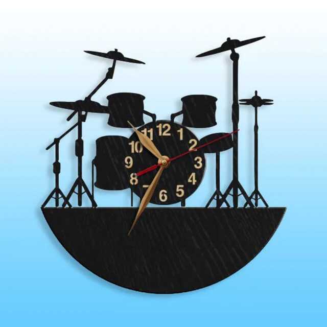 Drum Wall Clock 12-18Inch, Large Musical Art Decor, Percussionist Gift - image 1