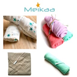 58' X Baby Swaddle Blanket, Muslin Fabrics/Double Gauze 100% Cotton - Doudou Mousseline Feeding Blanket Breastfeeding - thumbnail 4