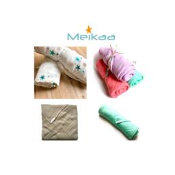 58' X Baby Swaddle Blanket, Muslin Fabrics/Double Gauze 100% Cotton - Doudou Mousseline Feeding Blanket Breastfeeding - thumbnail 2