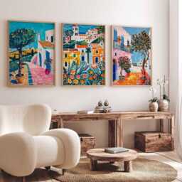 Set Of 3 Puglia Italy Travel Posters, Coastal Wall Art Prints, Italian Countryside Decor, Print, Trulli Houses Poster - thumbnail 2
