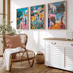 Set Of 3 Puglia Italy Travel Posters, Coastal Wall Art Prints, Italian Countryside Decor, Print, Trulli Houses Poster - thumbnail 3