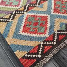 Kilim Rug Tribal, Handmade Artisan Afghan Turkish Persian Qashqai Navajo Bohemian Natural Wool Flatweave Multicolour 125x84 cm - thumbnail 2