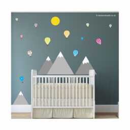 Mountain & Hot Air Balloon Fabric Wall Decals Nursery Playroom Decor - thumbnail 4