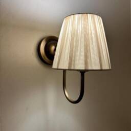 Minimalist Wall Sconce, Bedroom Fabric Antique Brass Light, Mid Century Sconce, Wall Sconce - thumbnail 2