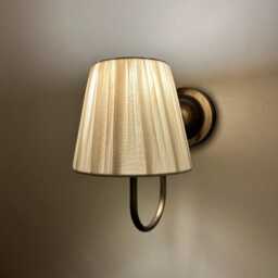 Minimalist Wall Sconce, Bedroom Fabric Antique Brass Light, Mid Century Sconce, Wall Sconce - thumbnail 3