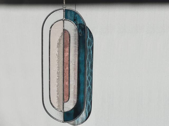 Art Deco Stained Glass Suncatcher Modern Scandinavian Wall Decor - image 1