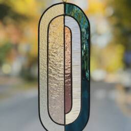 Art Deco Stained Glass Suncatcher Modern Scandinavian Wall Decor - thumbnail 3