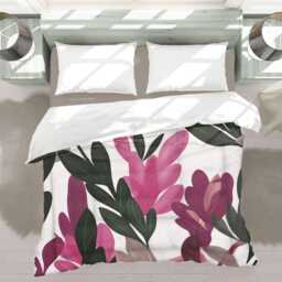 Bold Floral Comforter Hot Pink & Dark Green Tropical Bedding, Maximalist Eclectic Bedroom D??cor #274 - thumbnail 2