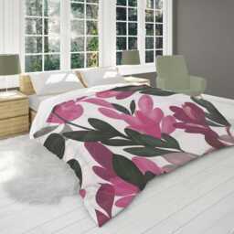 Bold Floral Comforter Hot Pink & Dark Green Tropical Bedding, Maximalist Eclectic Bedroom D??cor #274 - thumbnail 3