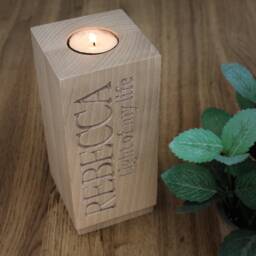 Light Of My Life Personalised Wooden Block Tealight Holder - thumbnail 2
