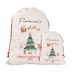 Baby's First Christmas Sack, Personalised Sack - Custom Stocking Watercolour 1St Santa Sacks - thumbnail 3