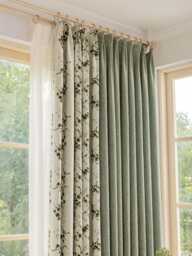 Minnie Linen Blend Curtain, Room Darkening Custom Thermal Green Curtain For Bedroom & Livingroom, 1Pc
