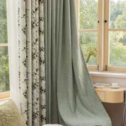 Minnie Linen Blend Curtain, Room Darkening Custom Thermal Green Curtain For Bedroom & Livingroom, 1Pc - thumbnail 3