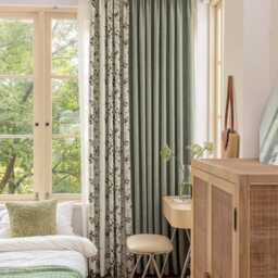 Minnie Linen Blend Curtain, Room Darkening Custom Thermal Green Curtain For Bedroom & Livingroom, 1Pc - thumbnail 2