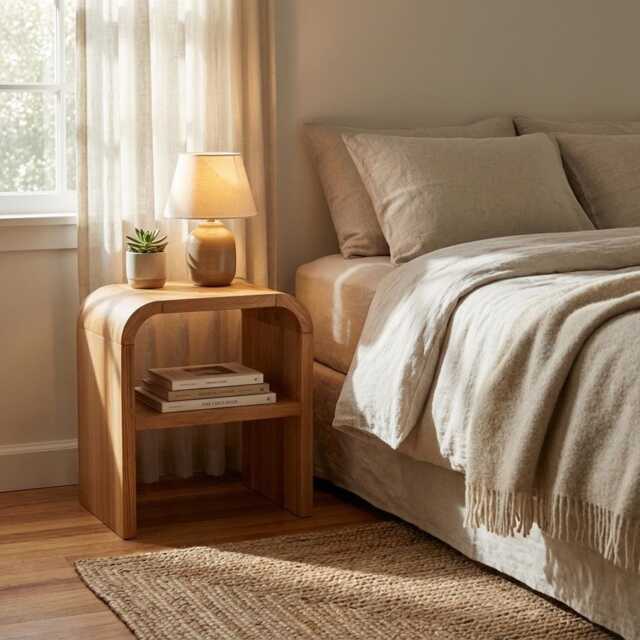 Natural Wood Nightstand With A Shelf, Oak Side Table, End Bedside Solid Oak Sofa Custom Handmade Furniture - image 1