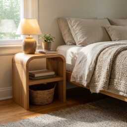 Natural Wood Nightstand With A Shelf, Oak Side Table, End Bedside Solid Oak Sofa Custom Handmade Furniture - thumbnail 3